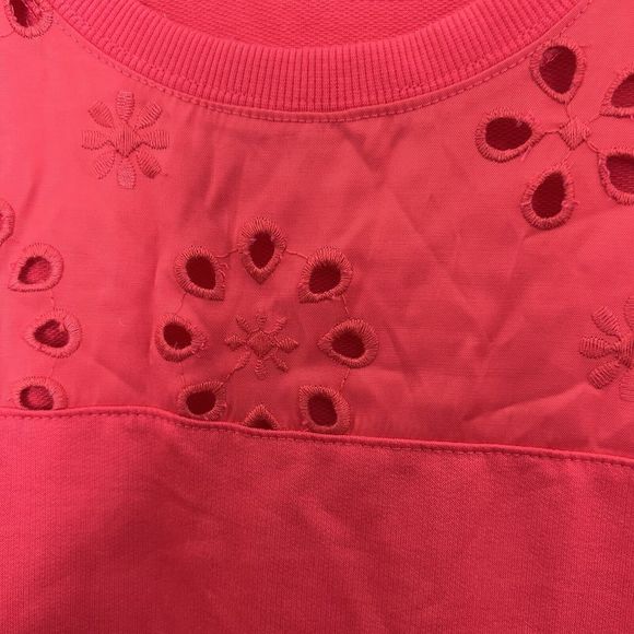 Torrid Sweatshirt Women's 3 3X Red French Terry Crew Neck Eyelet Drop Shoulder - Picture 4 of 10